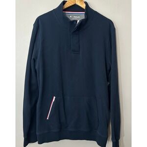 Fourlaps Pullover Men XL Navy Blue 1/4 Zip French Terry Sweatshirt Stretch‎ Golf